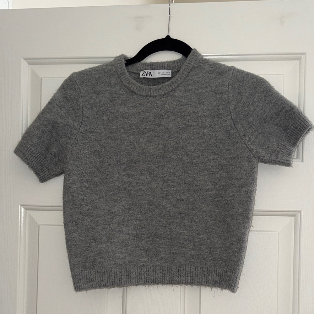 Zara Charcoal Knit Short Sleeve Top